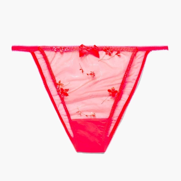 Savage X Fenty Other - New Savage x Fenty Foiled Sprigs Embroidered Floral String Bikini Pink Undies